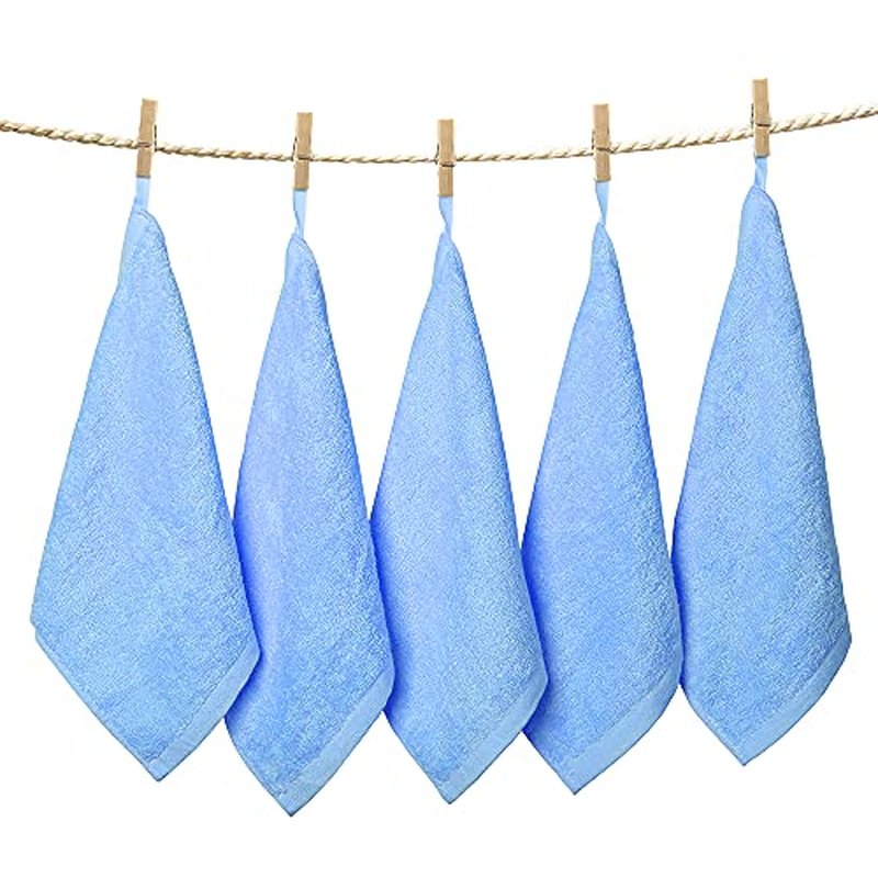 Yoofoss Luxury Washcloths Towel Set 10 Pack Baby Wash Cloth for Bathroom-Hotel-Spa-Kitchen Multi-Purpose Fingertip Towels & Face Cloths - Blue