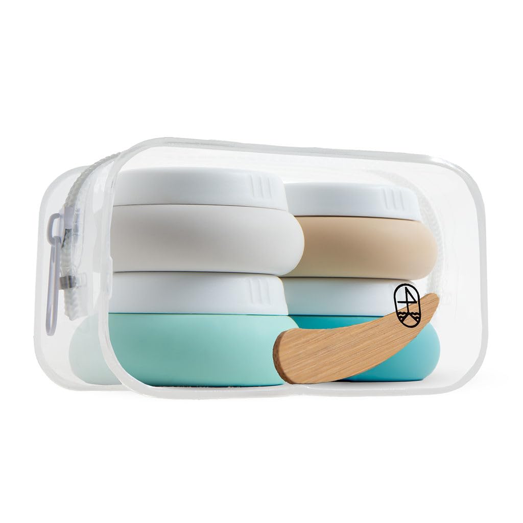 Travel Containers for Toiletries - Small Travel Containers for Creams - 4 Pack of 20mL TSA Approved Travel Bottles with Clear Bag, Leak-Proof Silicone Travel Jars for Toiletries (Mountain)