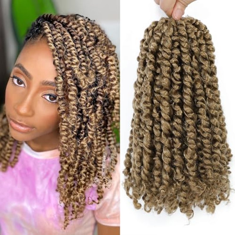 Felek Passion Twist Crochet Hair 10inch 8 Packs Honey Blonde Color Pre Looped Twist Crochet Hair For Black Women Natural Soft Pre Twisted Passion Twist Crochet Hair (#27, 10inch)