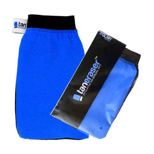 Tan Eraser Spray - Self Tan Remover Exfoliating Mitt | Salon-Recommended Glove for Easy Tanner Removal (Blue/Black)