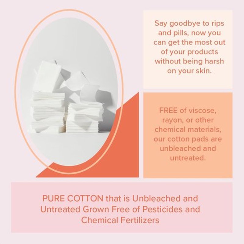 White Rabbit - Naked Cotton Classic - Premium Facial Cotton Pads - for Makeup Remover, Toner, Mask - 100% Cotton, Unbleached, Lint-Free - Extra Soft & Durable - Natural & Cruelty-Free - 100 Count