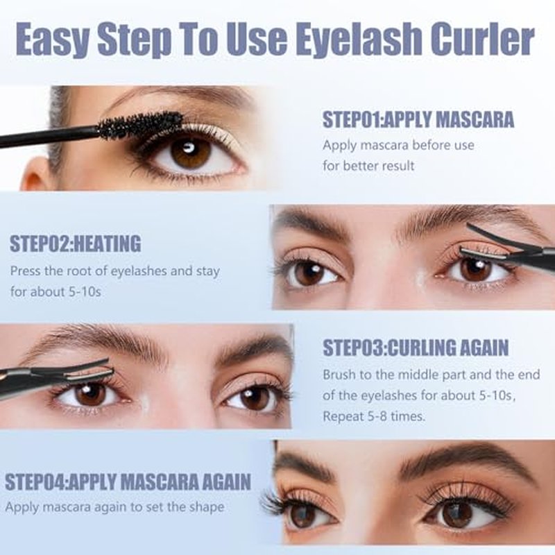 Heated Eyelash Curlers - 2 in 1 Clip- Type Electric Heated lash Curler Best Seller Eyelash Curler for Women 3 Temp Settings for Rechargeable LED Display Natural Curling 24H Long Lasting