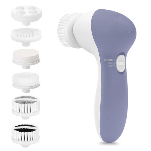 Facial Cleansing Brush Face Scrubber: CLSEVXY Electric Face Spin Cleanser Brushes with 6 Brush Heads for Deep Cleansing, Gentle Exfoliating, Removing Blackhead, Massaging