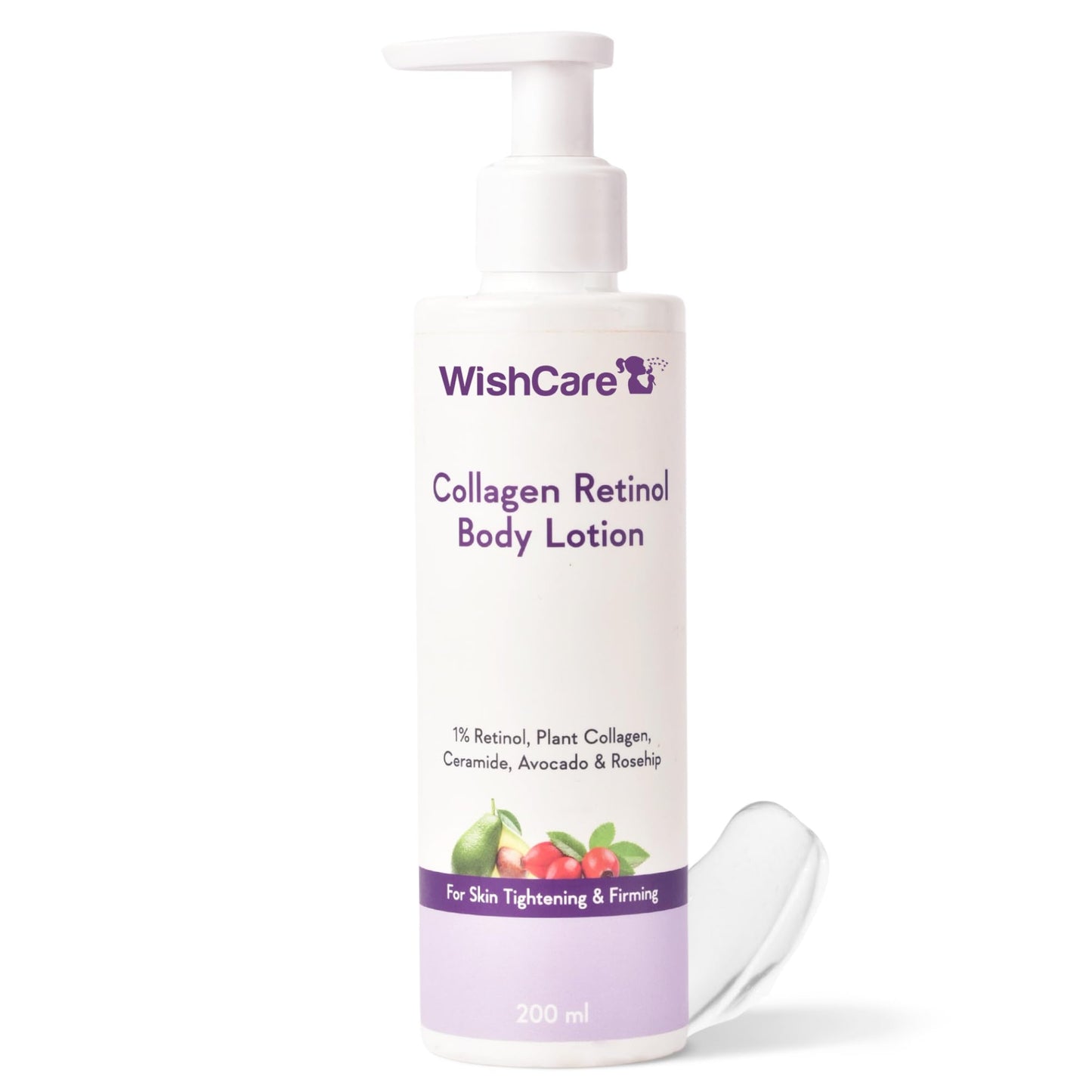 WishCare Collagen 1% Retinol Body Lotion - for Skin Tightening & Firming - with Niacinamide, Ceramide, Rosehip & Avocado - for Men & Women - 200 Ml