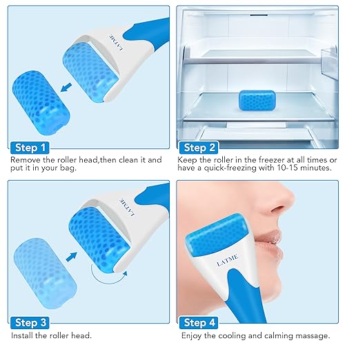 LATME Ice Roller for Face Eyes,Womens Gifts,Face Massager Roller Puffiness Migraine Pain Relief and Minor Injury (Blue)