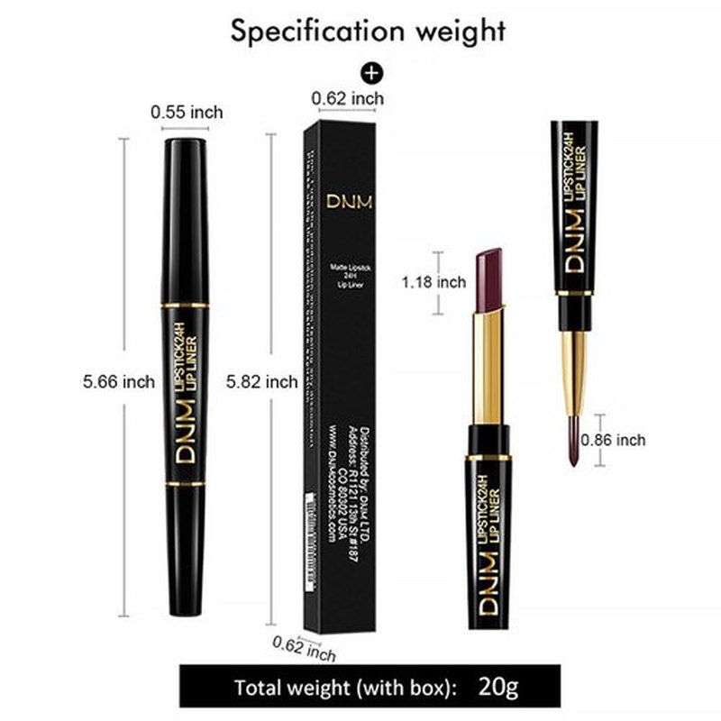 2 in 1 Light Brown Matte Lip Liner & Lipstick Combination, DNM Metallic Dual Ended Lipstick, Lip Liner, Lip Gloss, 24 Hour all Day Long-Lasting Waterproof Lipliners Pen for Women Lip Makeup Gift 10#