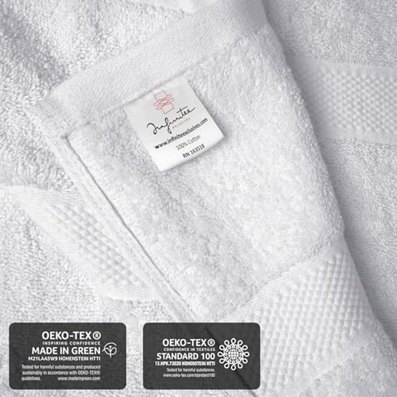 Infinitee Xclusives Premium Cotton Bath Mats – Pack of 2, (34x22 Inches) [Not a Bathroom Rug] Ultra Soft and Super Absorbent Floor Mat, Machine Washable (Brilliant White, Towel Bath Mats)