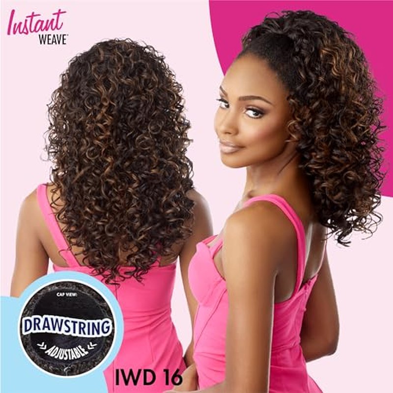 Sensationnel Instant Weave Half wig - IWD 17 synthetic half wig or updo cap with adjustable drawstring for seamless hair blending - IW Drawstring 17 (1 JETBLACK)