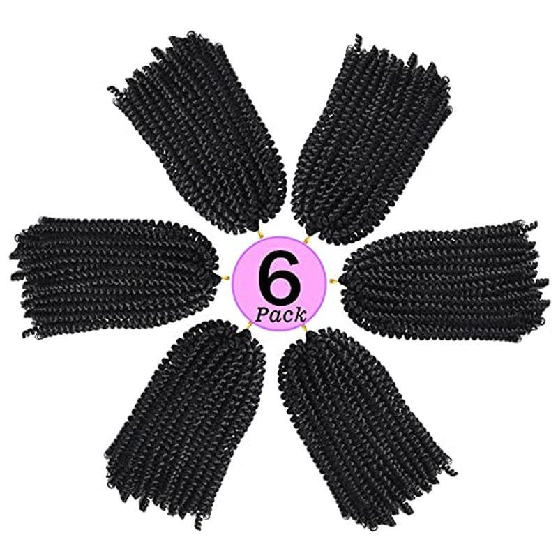 8 Inch Spring Twist Hair 6 Packs Spring Twists Butterfly Crochet Hair Fluffy Spring Twist Crochet Hair Bomb Twist Hair Spring Twist Brinding Hair for Black Women 15 Strands 55g/Pack(8 inch, 1B)