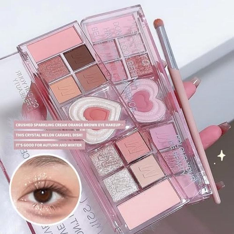 Professional Makeup Eyeshadow Pallet Kit, All About Colorful Matte Shimmers Eye Makeup Palette, Natural Make Up Eye Shadows Cosmetics Gift Smokey Pallet Set, Safe for Sensitive Eyes (12-color -1)