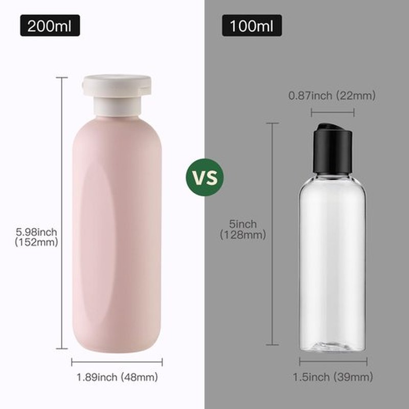 owlyee 6.7oz Travel Shampoo Bottle, Empty Plastic Squeeze Bottles with Flip Cap, 4PCS Lotion Container for Toiletries (200ml, Pink)