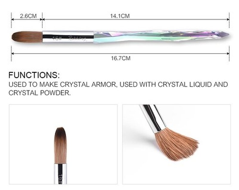 Rolabling Nail Art Brush Acrylic Brush Nail Pen with Symphony Diamond Handle Manicure Design Nail Art Tool (16#)
