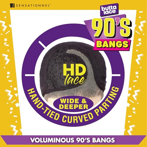 Sensationnel Butta Lace 90Sbangs Wigs - Unit 907 Glueless Wide Deep Part Synthetic Preplucked Hairline (GINGERCOPPER)