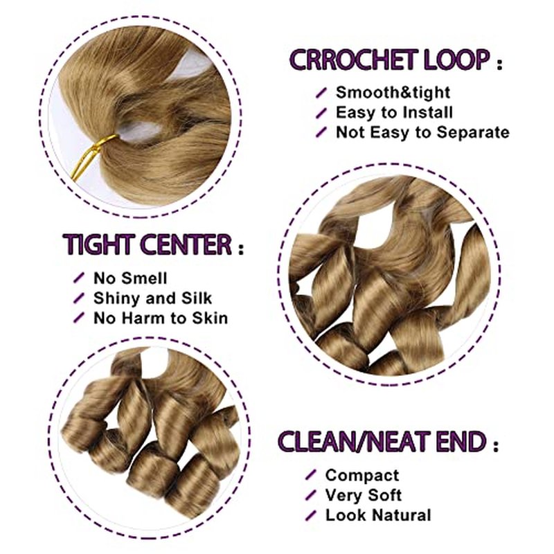 French Curly Braiding Hair 6 Pack 12 In Spanish Curly Braiding Hair for Box Braids Loose Wave Braiding Hair Pre Stretched Crochet Braids Synthetic Micro Spiral Curl Braiding (12Inch Pack of 6, P30/27)
