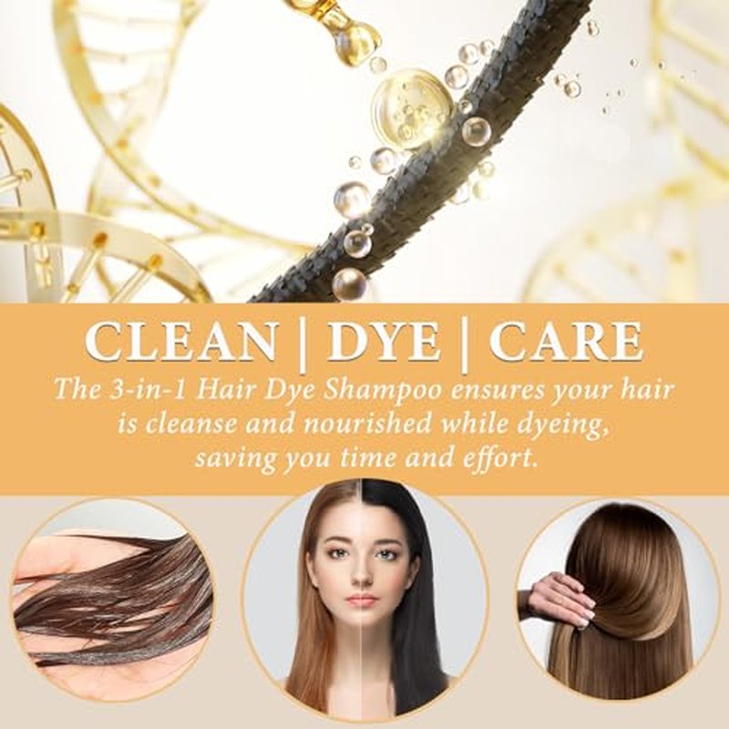 Natural Black Hair Dye Shampoo 3 in 1, Hair Instant Dye Shampoo to Cover Gray Hair for Women Men, Herbal Black Shampoo Hair Dye 500ML, Magic Coloring Shampoo for Painting Hair, Shampoo Para Canas