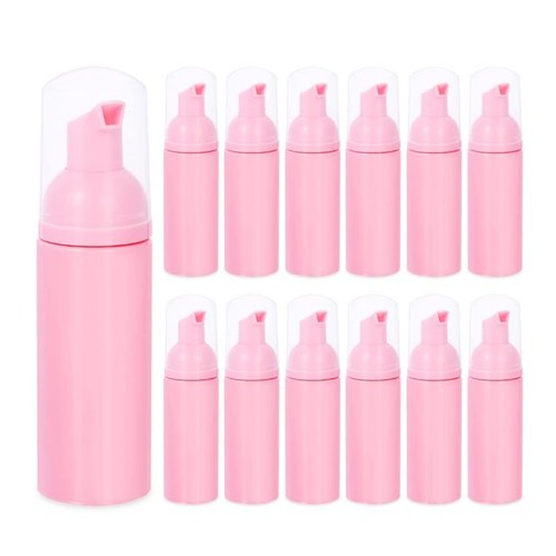 ASEVAT 12 Pcs Travel Empty Foam Pump Bottle, 2 oz Plastic Pump Bottle,Empty Foaming Liquid Soap Dispensers for Lash Shampoo, Hand Soap, Foaming Cleaner (Pink)