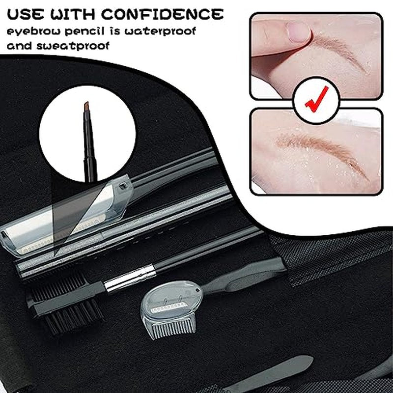 8PCS/SET Professional Eyebrow Shaping Grooming Kit - Beauty Tools Set with Leather Bag Eyebrow Grooming Kit for Women & Men, Eyebrow Trimming Kit With Razor Eyebrow Scissors and Brush with Comb