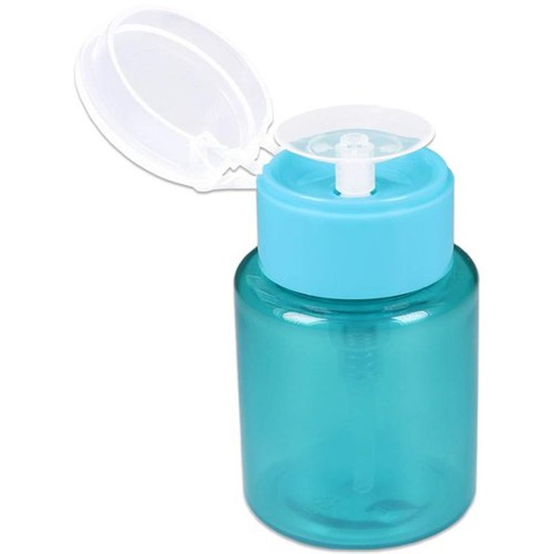3oz Push Down Pump Dispenser Flip Top Cap Refillable Empty Bottle - Color: Teal - Lockable Travel Cosmetic Packaging Empty Bottle for Nail Polish Manicure