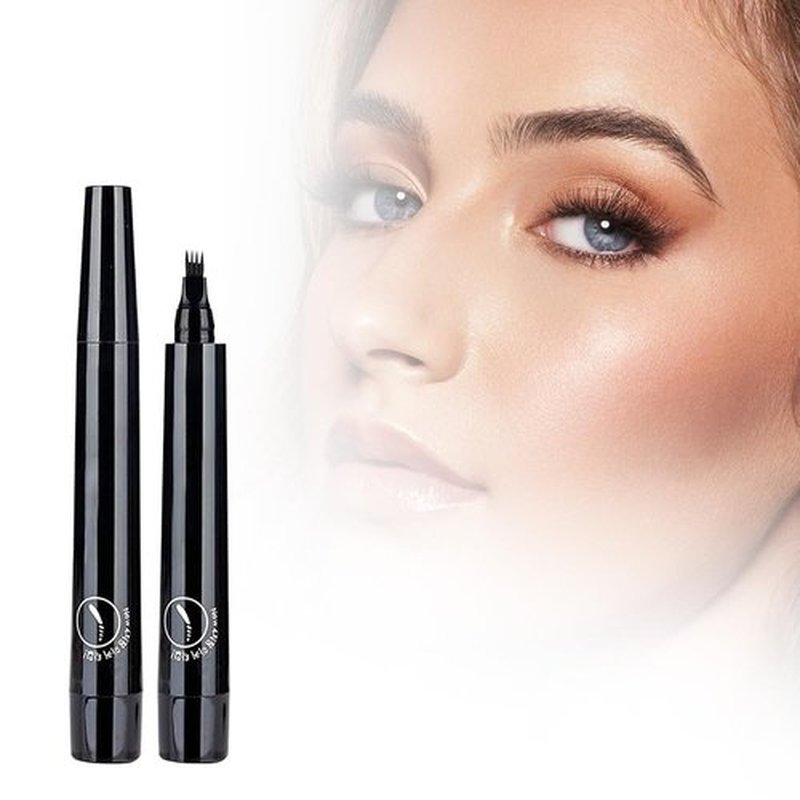 Microblading Eyebrow Pen, 2024 New Magic Eyebrow Pencil, 3D Waterproof Microblade Brow Pen with 4-Tip, Long-Lasting Fine Stroke Brow Pencil Natural Makeup (Black)