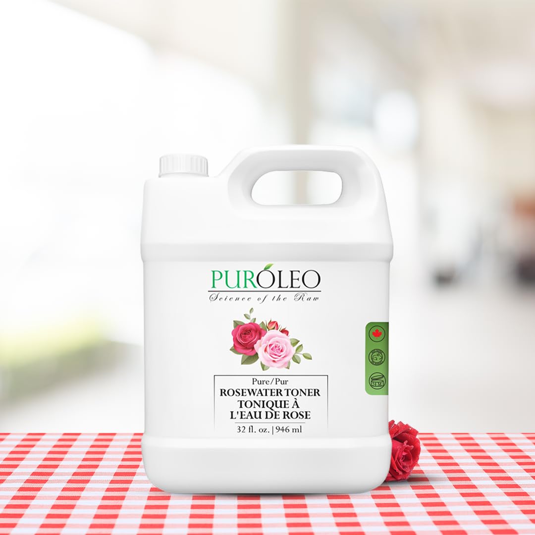 PUROLEO Rose Water 32 Fl Oz/946 ML (Packed in Canada) Pure & Natural Skin Care Setting Spray and Toner - Premium and Luxury Self Care with Rosewater for Face, Makeup Setting Spray, and Facial Mist