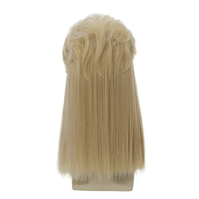 Dai Cloud Blonde Mullet Wigs 80s Long Mens Straight Shoulder Synthetic Wig for Rocker Punk Wig Halloween Costume Wigs