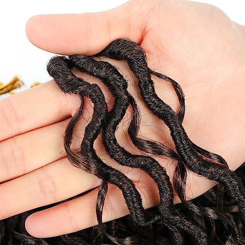 8 Packs Goddess Faux Locs Crochet Hair for Black Women, Goddess Locs Crochet Hair, Boho Style Locs, River Hair with Curly Ends (18Inch, T30#, 8Packs)