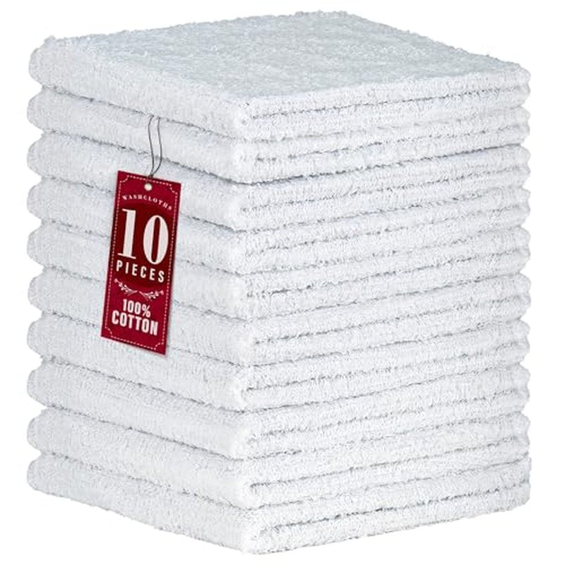 DecorRack 10 Pack 100% Cotton Wash Cloth, Luxurious Soft, 12 x 12 inch Ultra Absorbent, Machine Washable Washcloths, Black (10 Pack)
