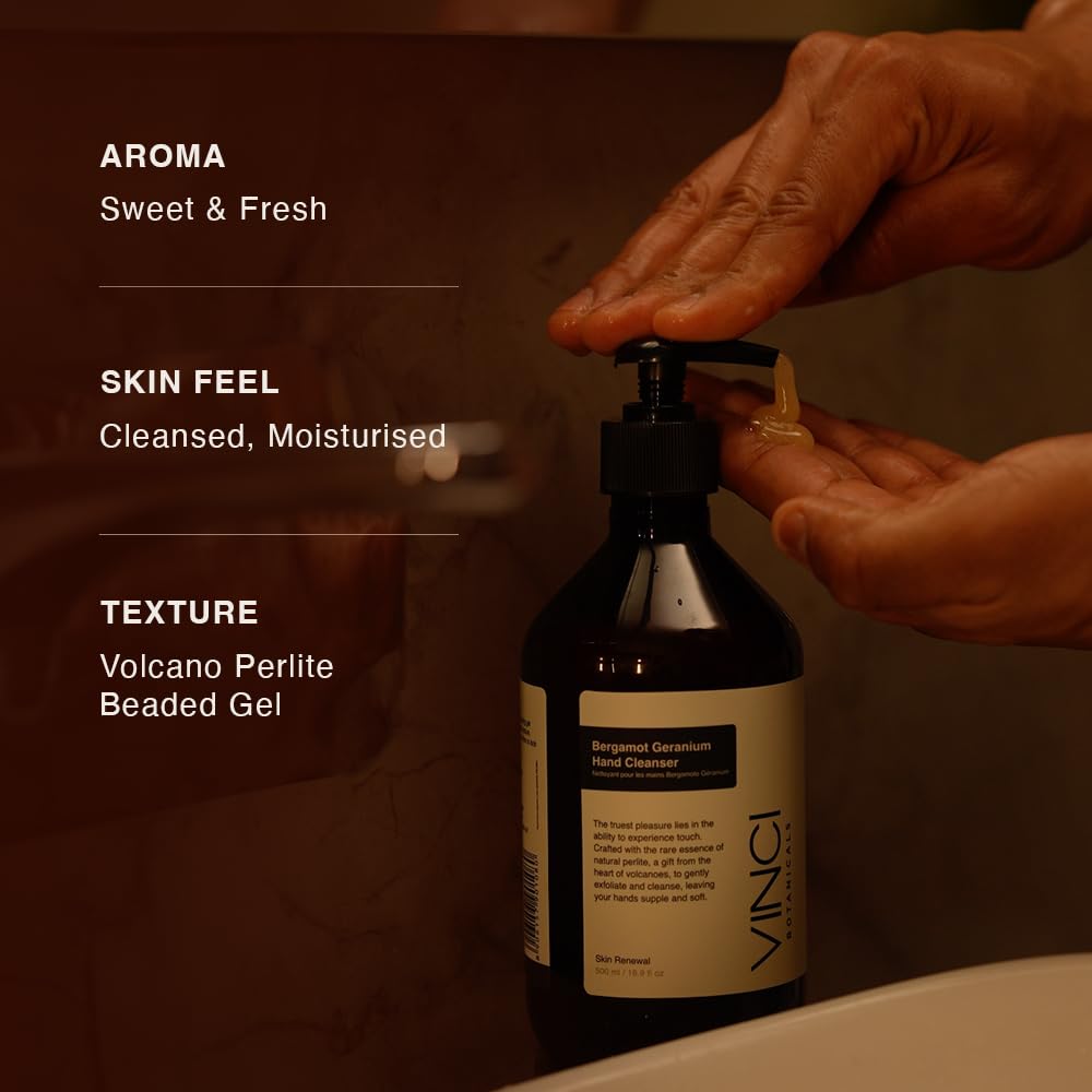 Vinci Botaicals Ginger Lime Hand Cleanser | Gentle Exfoliating Hand Wash | Cleanses & Hydrates Skin | Made with Essential Oils | Cruelty, Vegan & Paraben Free | Fresh & Citrusy Aroma | 500 ml