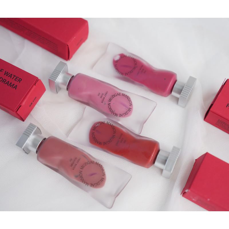MUZIGAE MANSION Objet Water Lip Stain Matte Lipstick – (Watery to Blurry Tint), Long-Lasting, Hydrating, Waterproof Wear – K-Beauty Liquid Lipstick for Women, Bold Red Tinted Gloss (008 PITCH)