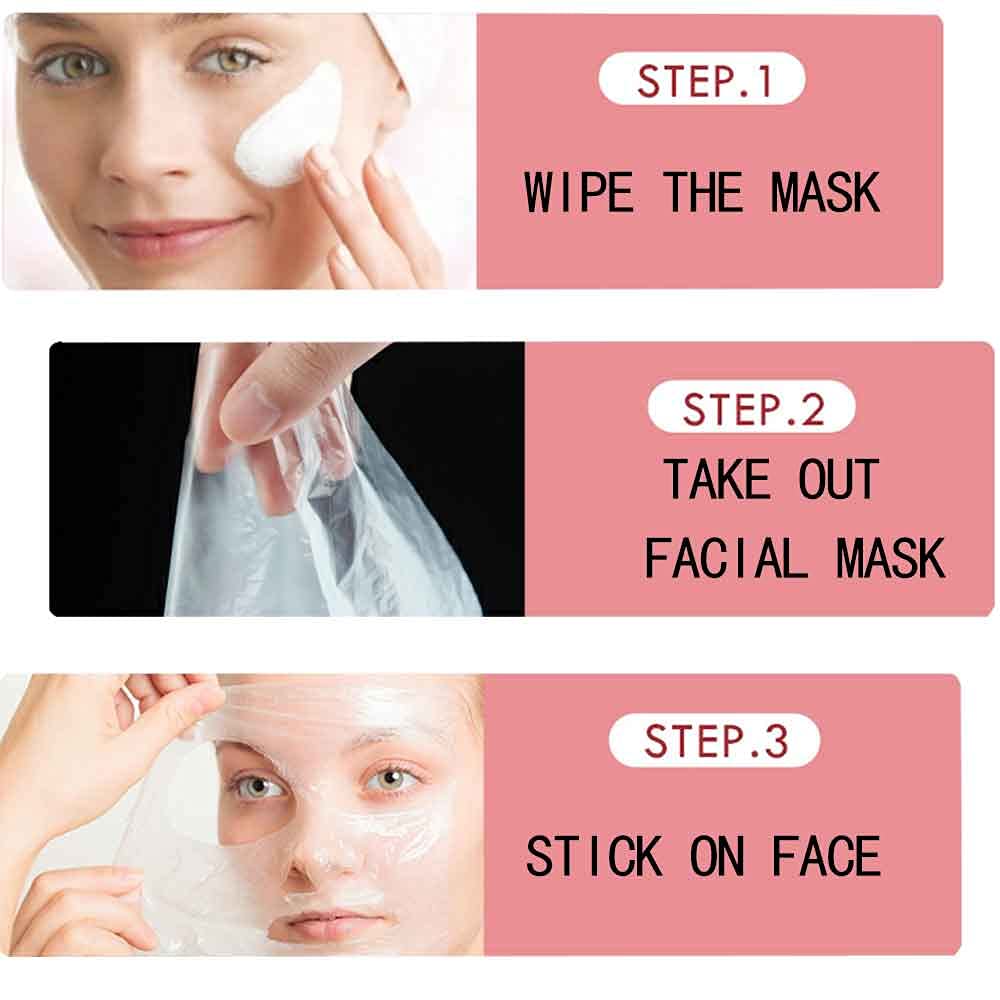WZLL.SLSP Facial Plastic Wrap,Disposable Plastic Mask, DIY Disposable Female Mask 100 Sheets,Lock In Water And Moisturize Persistently