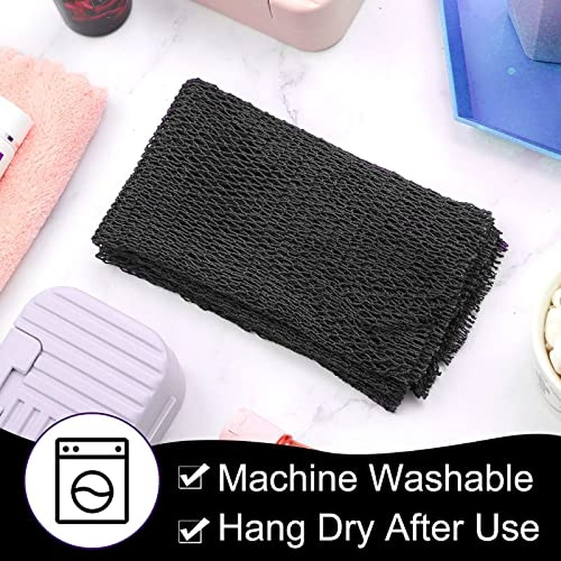 Geiserailie African Long Bathing Net Sponge Long Net Shower Body Scrubber Back Scrubber Skin Smoother Net Bathing Sponge for Daily Use or Stocking Stuffer (Black)