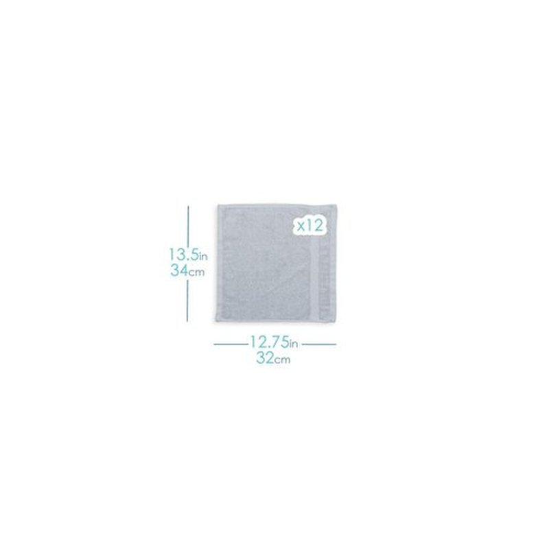 Hearth & Harbor Washcloths 12 Pack - 100% Cotton Washcloth for Body and face, High Absorbent and Soft 13"x13" Body Wash Cloth, Quick Dry - Silver Grey Washcloths