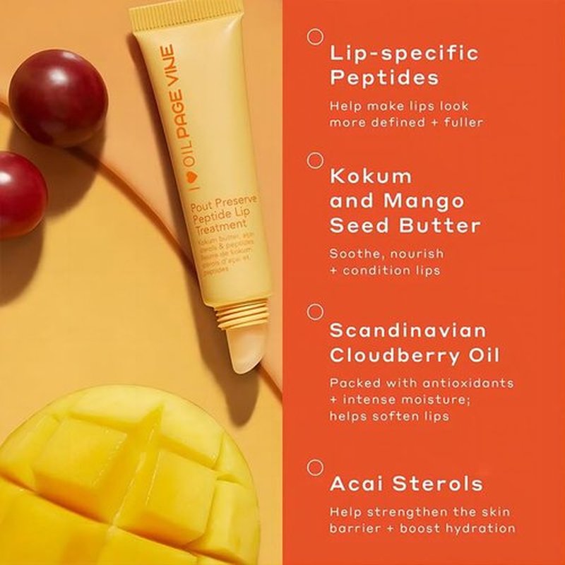 Pout Preserve Peptide Lip Treatment, lip balm，lip peptide，pout preserve summer lip gloss (Citrus Sunshine)