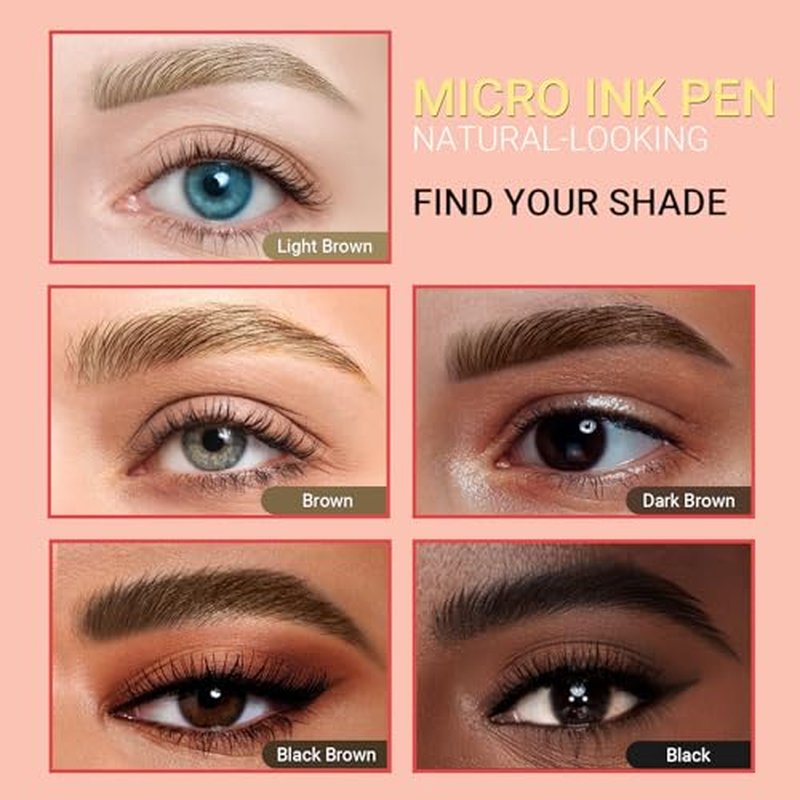 Microblading Eyebrow Pen - Eyebrow Pen 2-in-1 Dual-Ended Eyebrow Pencil with Micro-Fork Tip & Precise Brush-Tip Create Hair-Like Brows, Natural Brow Eyebrow Pen, Long Lasting, Light Brown