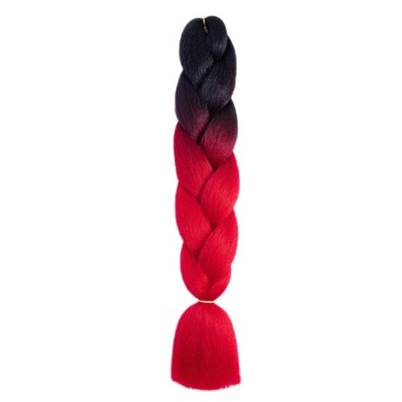 TENGSHUO FLY Black to Red Braiding Hair 1 Packs Synthetic Braid Hair Extensions Ombre Braiding Hair 24" or Box Braids Twist Crochet Braids(24"1Pack,Black to Red-B1)