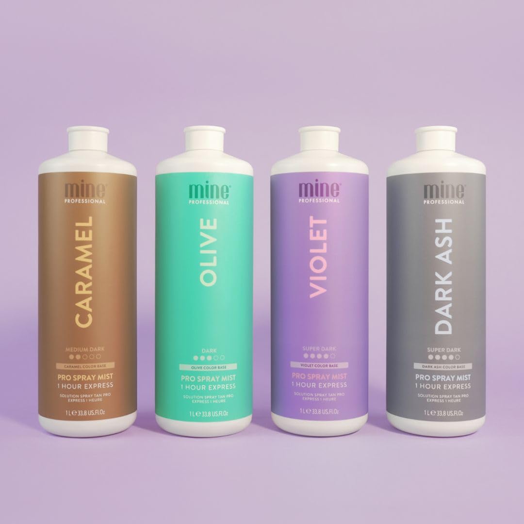 MineTan Spray Tan Solution | Caramel - Fake Tanning Mist Best for Warm Bronzed Glow Skin Finish, Fast Drying, 1 Hour Express, Hydrating, Salon Professional Formula, Vegan, 33.8 Fl Oz