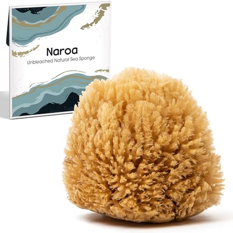 Naroa Exfoliating Natural Sponge for Bathing | Bath Sea Sponge for Healthy Skin | Unbleached Shower Body Scrubber Puff | Eco Friendly Plastic Free Sponge (Exfoliate - Small)