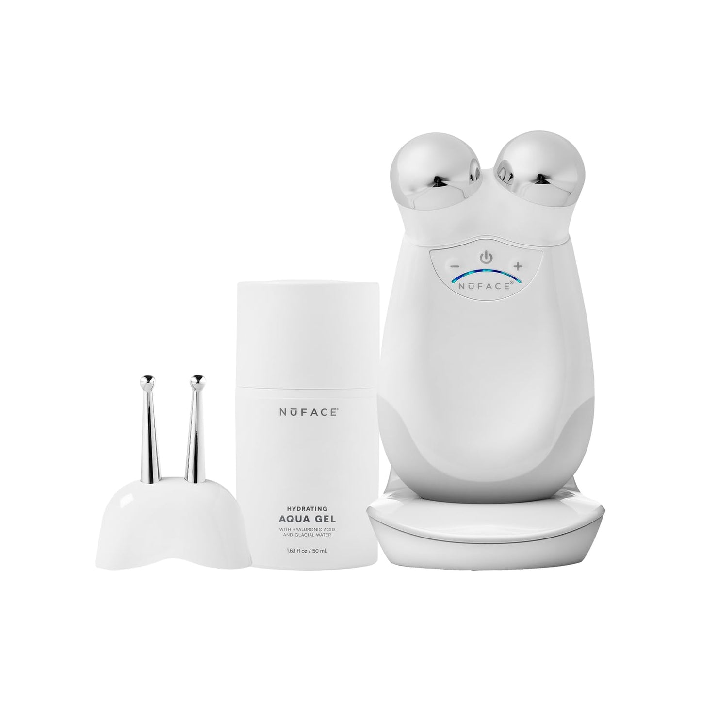 NuFACE Trinity FDA Cleared Microcurrent Facial Device + Effective Lip & Eye Attachment - Face Sculpting & Neck Tightening Device to Contour Cheeks, Brows & Mouth - With Hydrating Microcurrent Gel