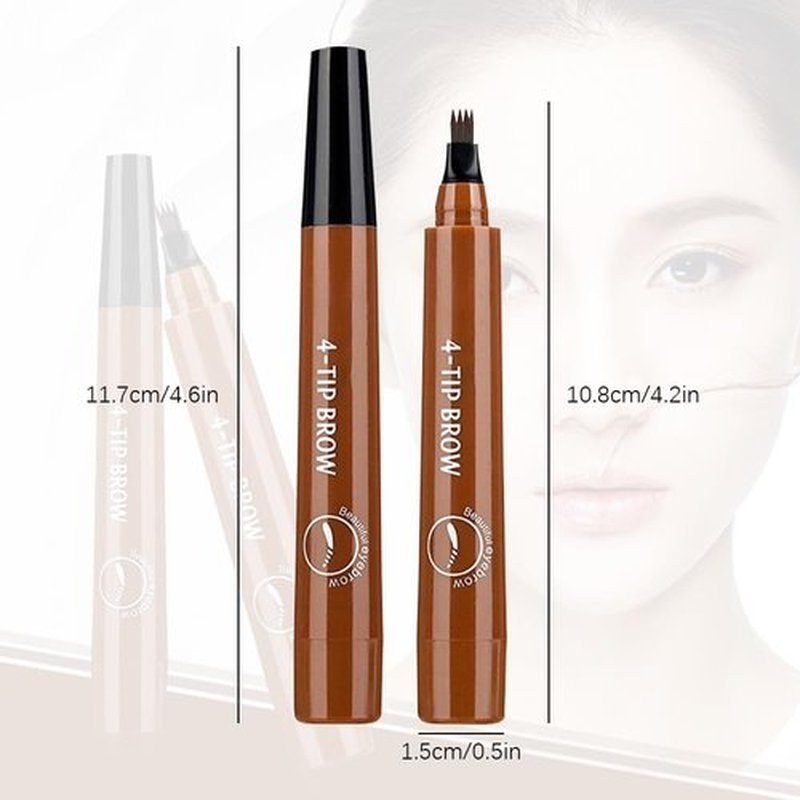 Upgrade Microblading Eyebrow Pen, 3D Waterproof Brow Pencil 2PCS Magic Eyebrow Pencil,Eyebrow Tattoo Pencil with 4 Fork Tip,Contouring Pen Natural Gap Filling Eyebrow Pen (Black/2pcs)