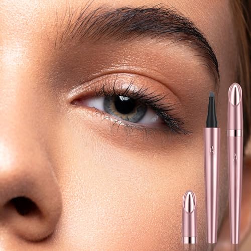 2PCS Waterproof Eyebrow Pen, 2024 New 4-Tip Eyebrow Pencil Natural Makeup Fine Stroke Magic Eyebrow Pencil, 3D Microblading Eyebrow Pen Eye Brown Makeup Long-Lasting Eyebrow Pencil (Black)
