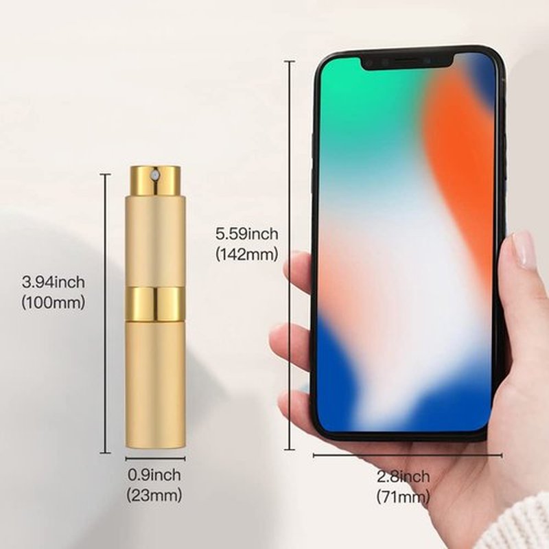 LISAPACK 8ML Atomizer Perfume Spray Bottle for Travel, Empty Refillable Cologne Dispenser, Portable Sprayer (Gold)