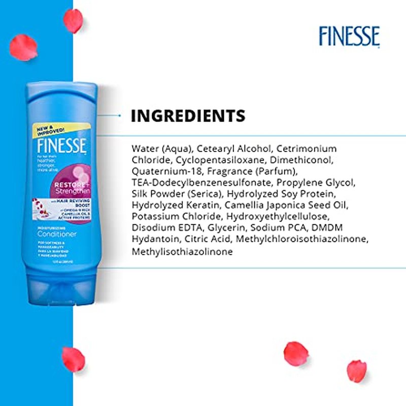 FINESSE Restore + Strengthen Moisturizing Conditioner, 24 oz, Moisturize & Repair Dry or Damaged Hair for Soft, Healthy Looking Hair (Pack of 2)