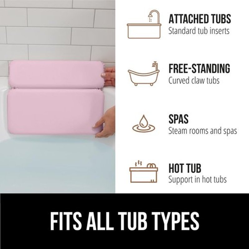 Gorilla Grip Bath Pillow for Tub, Improved Suction Cups, Luxury Bathtub Pillows, Headrest for Neck and Back Support, Relaxing Home Spa, Hot Tub and Bathroom Essentials, Gifts for Women, 2 Panel Pink