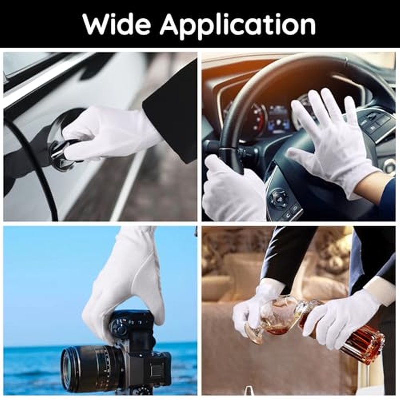 Segbeauty 12 Counts Moisturizing Gloves Overnight, Hand Gloves with Elastic Band, 6 Pairs Lotion Gloves for Men and Women, Sleep Moisture Gloves for Dry Hands, White Cotton Gloves for Art Handling