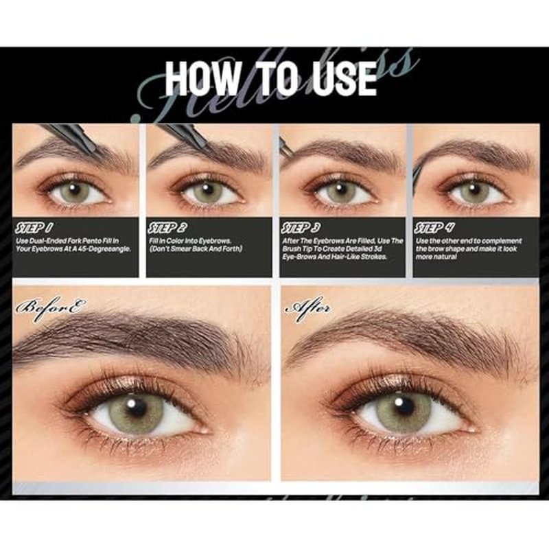 Black Eyebrow Pen Liquid Eyebrow Pencil 2 in 1 Dual-Ended Eye Brow Pencils for Women Waterproof Natural Brow Pencils and Precise Brush Tip Create natural hair like eyebrows that last all day # 05