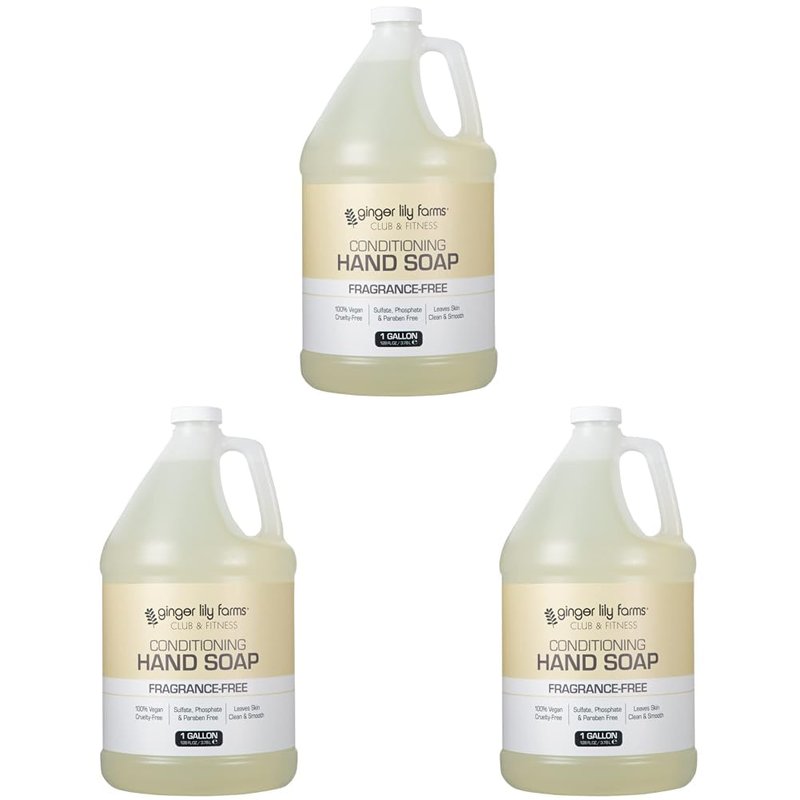 Ginger Lily Farms Liquid Hand Soap Refill - 100% Vegan & Cruelty-Free | Fragrance-Free, 1 Gallon (Pack of 3)