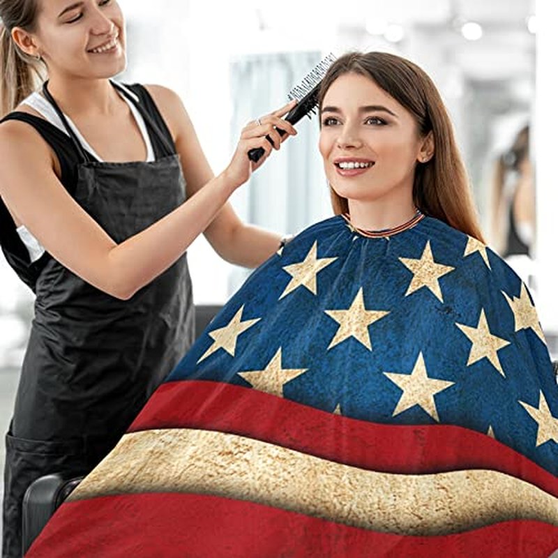American Flag Barber Cape Salon Cape Haircut Apron Hair Cut Cape Waterproof, 55"x65"