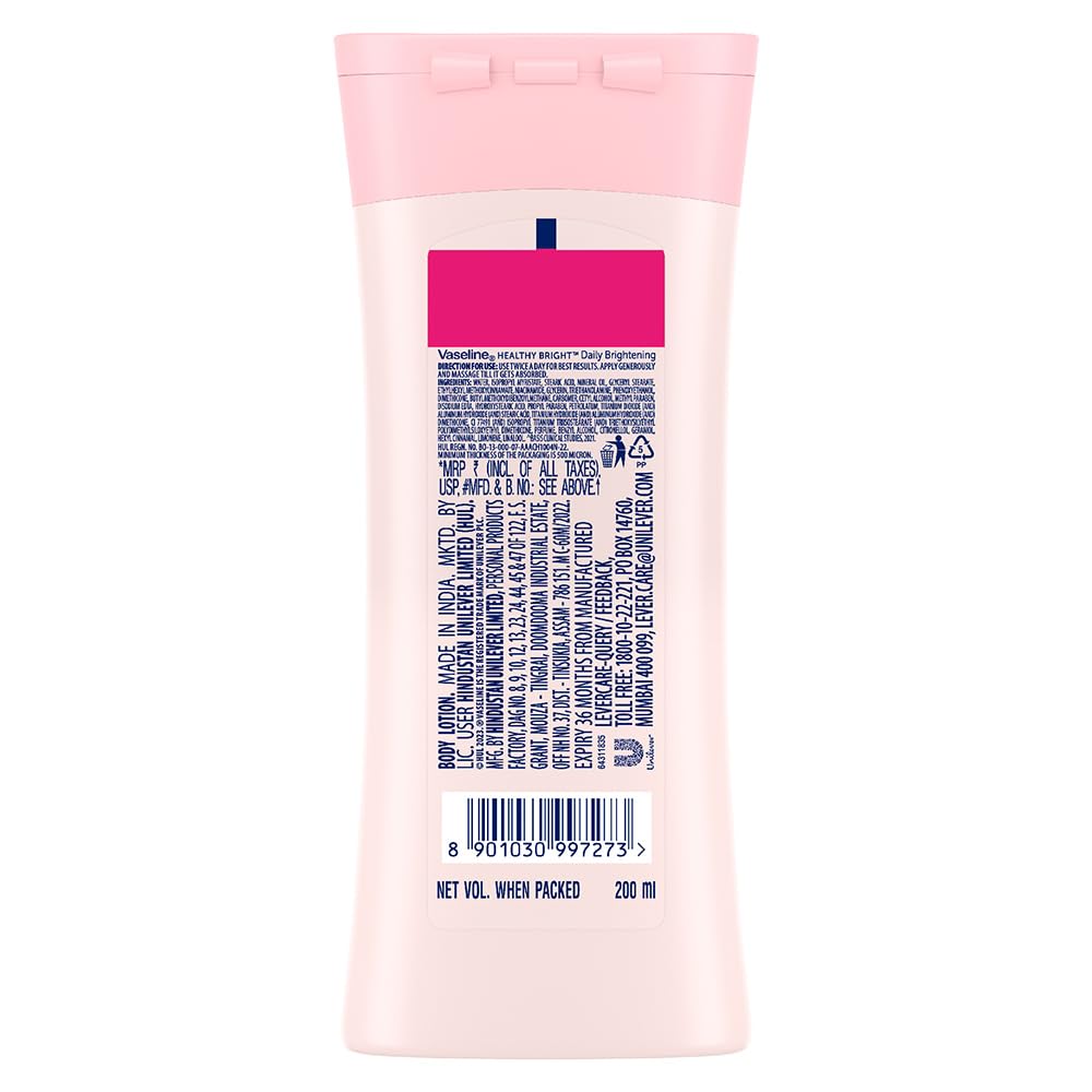 Vaseline Healthy Daily Body Lotion | With Niacinamide | For All Skin Types | 6.67 Fl Oz (200ml)