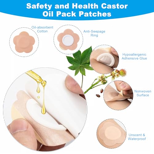 50PCS Castor Oil Patches, FDA/MDR Certified Carrier Patches for Castor Oil | Medical-Grade Self-Adhesive Pads | Belly Button Patch for Caster Oil, Portable Breathable Anti Leakage Anti-Slip No Wash