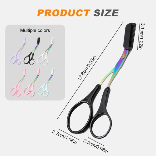 Eyebrow Trimmer Scissor, 2025 New Eyebrow Scissors with Comb, Non-Slip Stainless Steel Eyebrow Trimming Scissors, Eyebrow Cutter Hair Removal Eyebrow Scissors Makeup Tool for Women Men (3Pcs b)